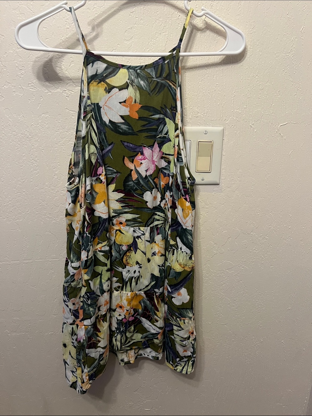 Falls Creek Olive Green Floral Circle Skater Top